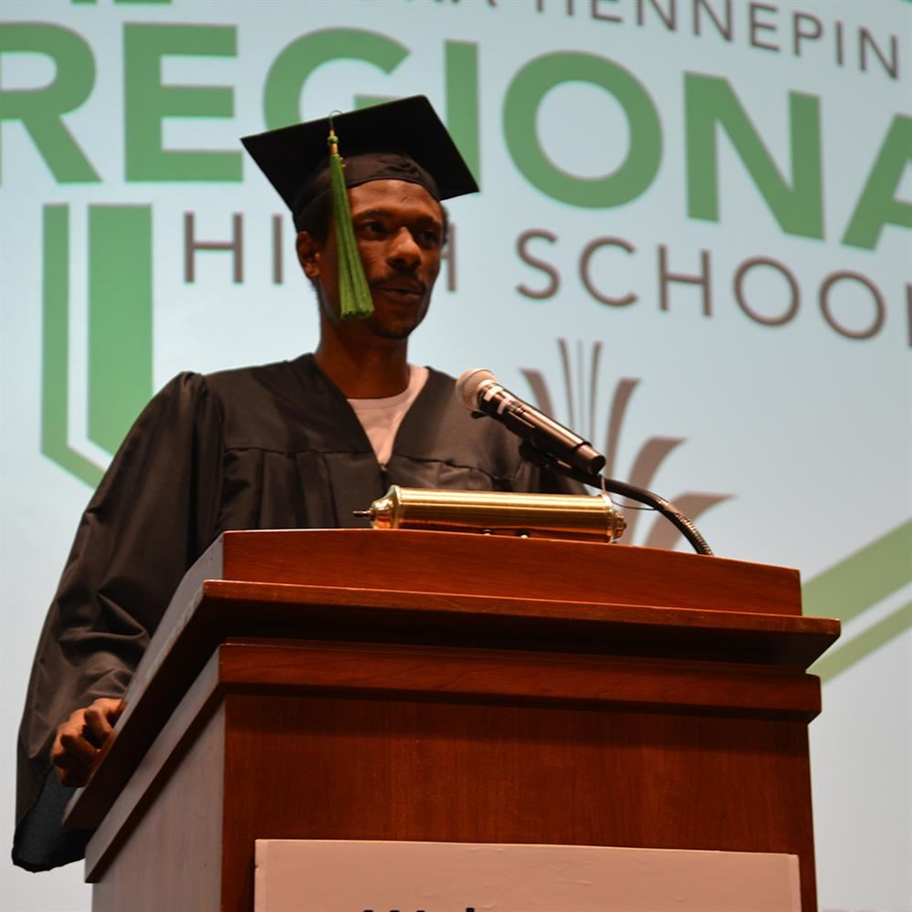  student at podium